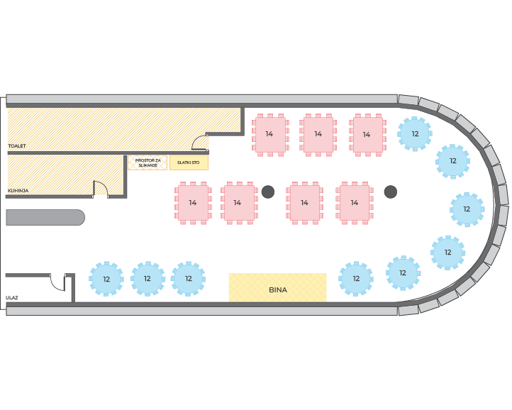Banquet hall 206 seats